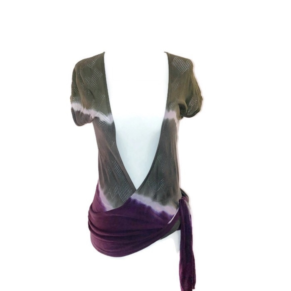 BCBG MAXAZRIA tie dye multicolored wrap cardigan